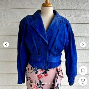 Pristine Vintage 80's Blue Leather Jacket